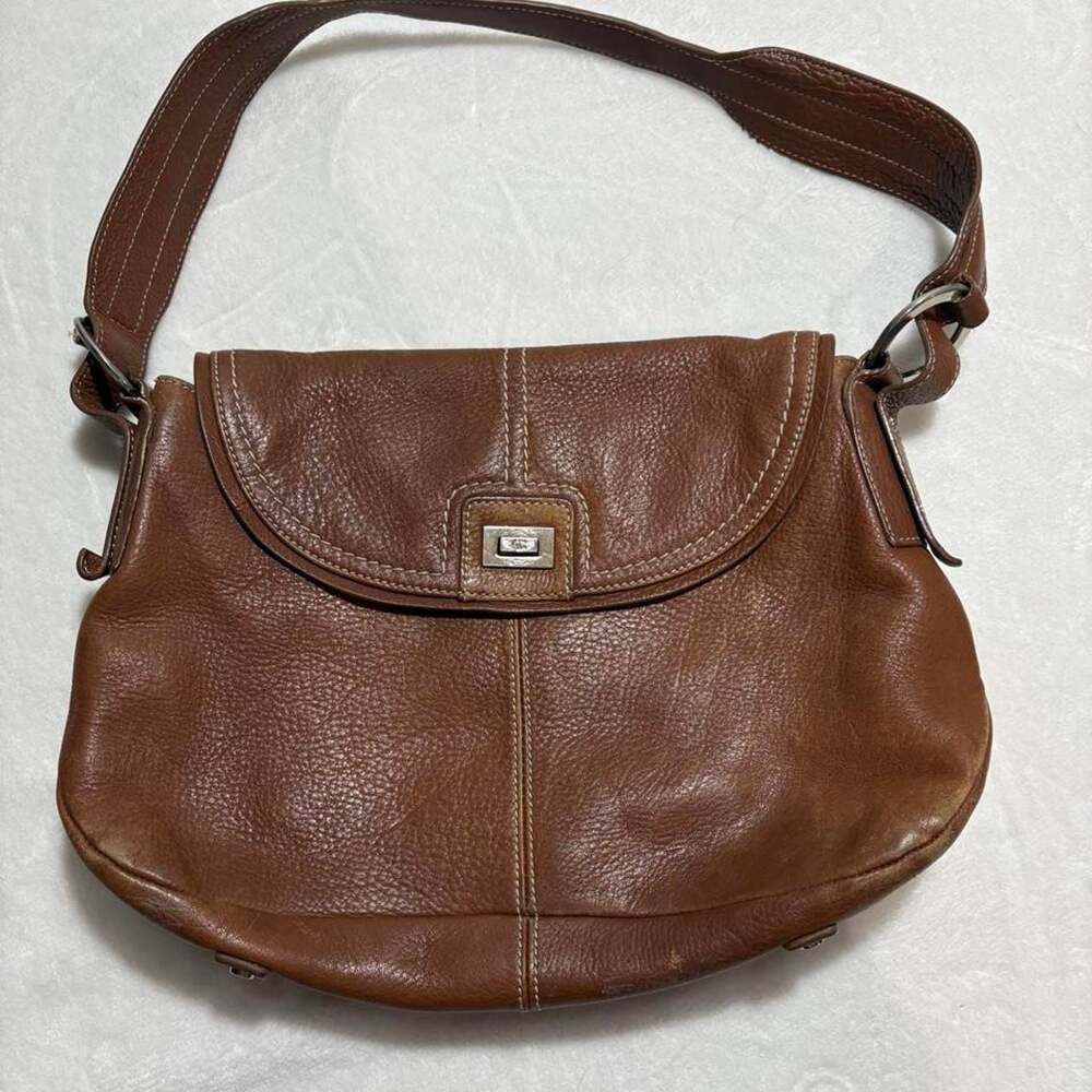 Etienne Aigner Brown Pebbled Leather Shoulder Bag Purse